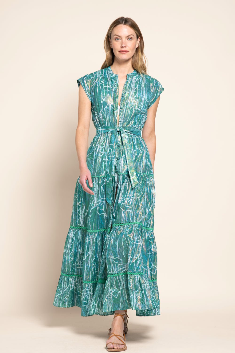 Long Dress Kora | Green | S | Poupette St Barth Long Dress Kora | Green | S | Poupette St Barth