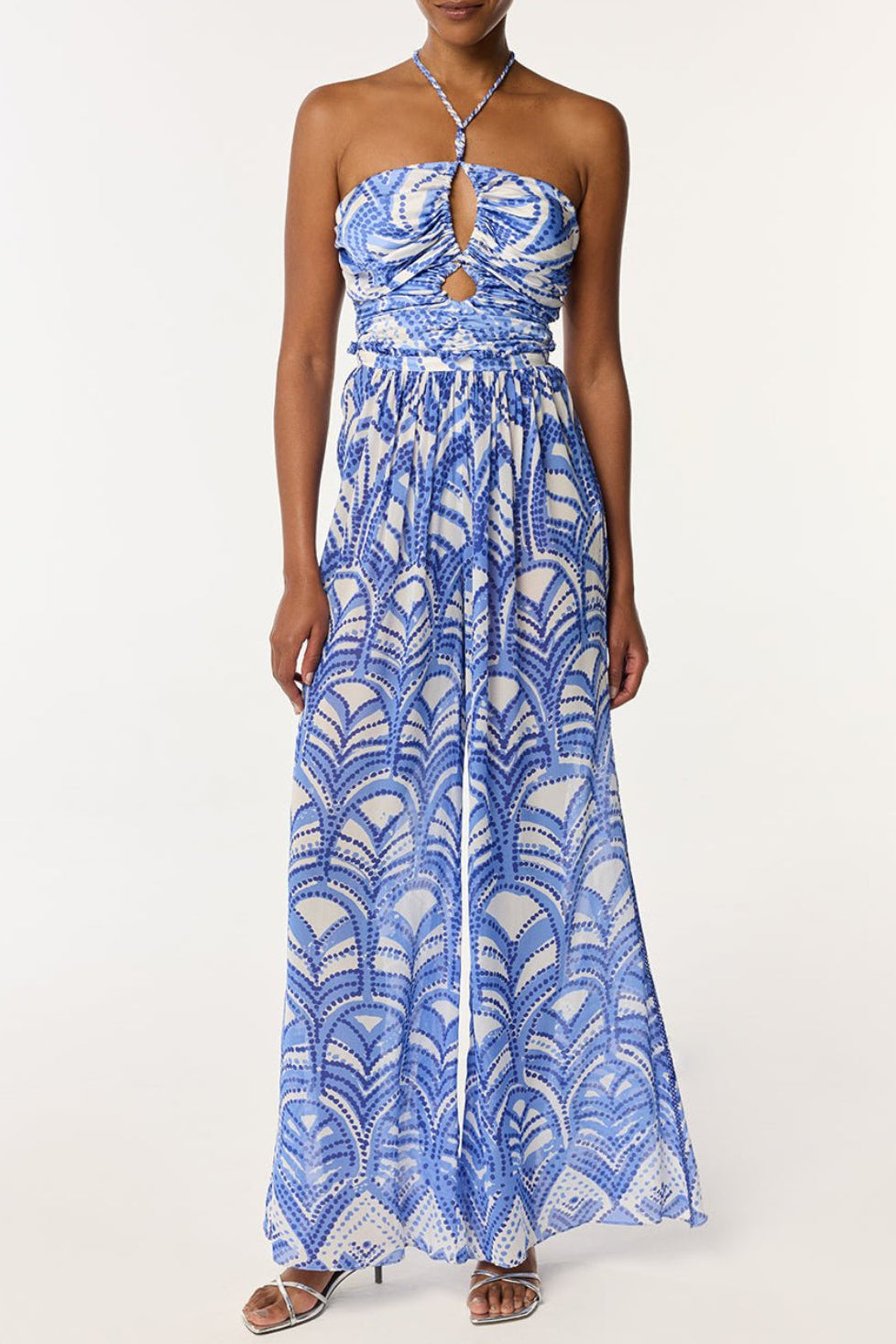 maxi dress to jumpsuit Green Tropical Print Strapless Jumpsuit - All Playsuits