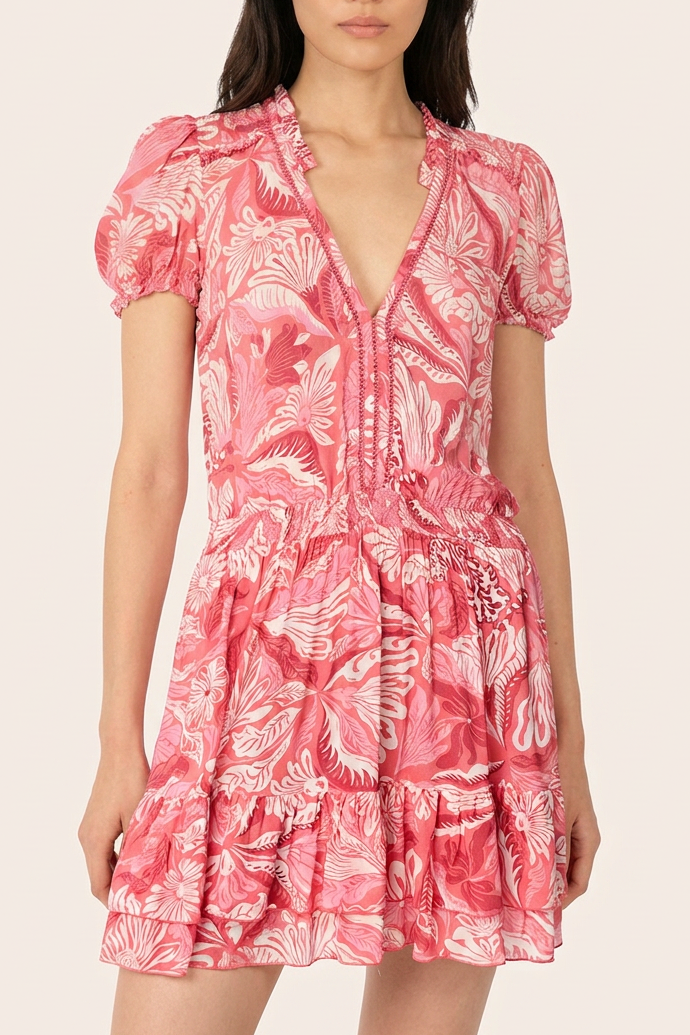 Mini Dress Bibi - Pink Tiger Lily | Poupette St Barth