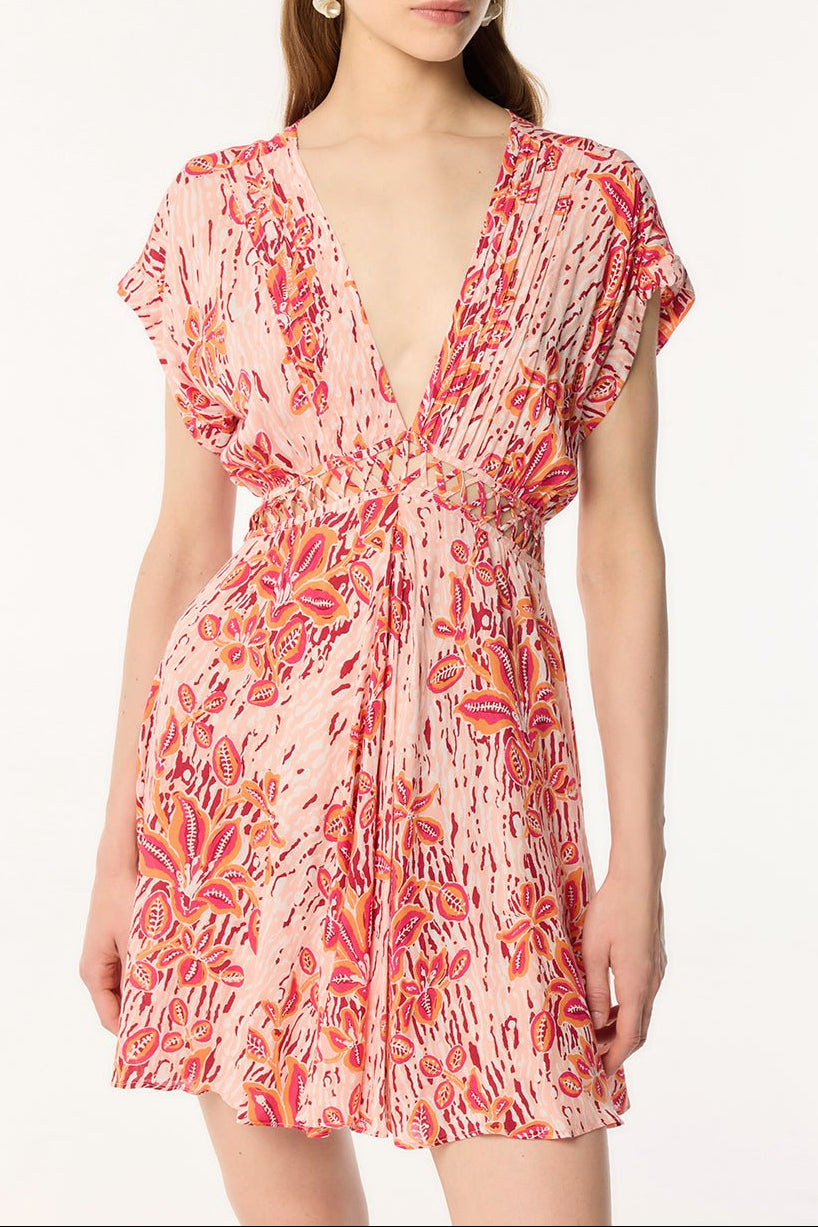 Mini Dress Cecile - Pink Exotic Forest | Spring Collection