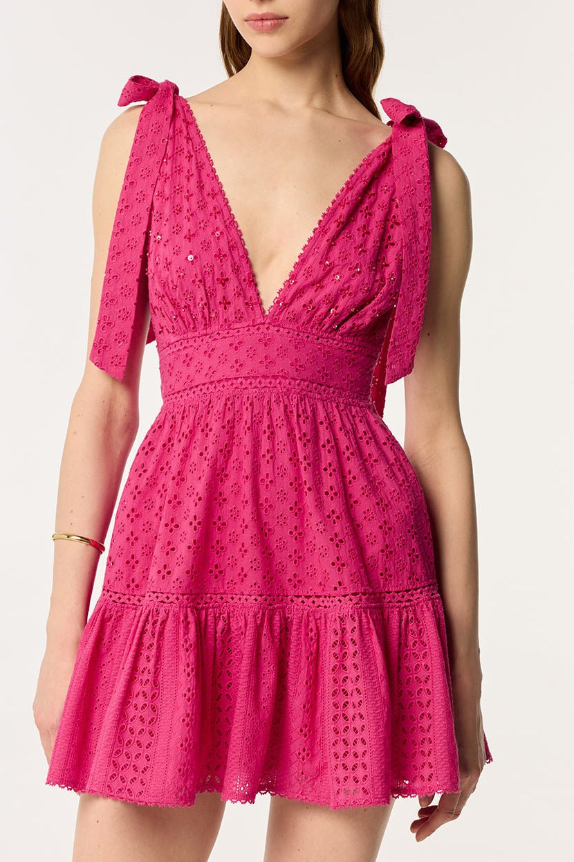 bandeau cut-out mini dress in warm peach LILIA Bandeau Cut-Out Mini Dress in Warm Peach