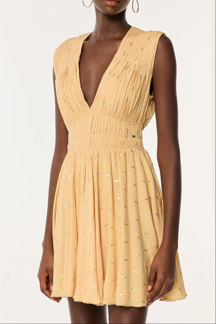Mini Dress Ciao - Cream L / CREAM / VISCOSE CRINKLE METALLIC PLAIN Mini Dress Ciao - Cream L / CREAM / VISCOSE CRINKLE METALLIC PLAIN