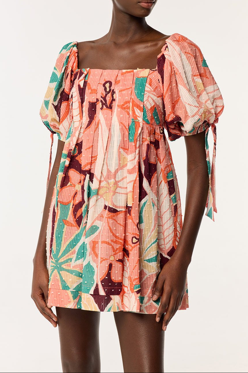 Mini Dress Catalina | Salmon Macro Lilium | L