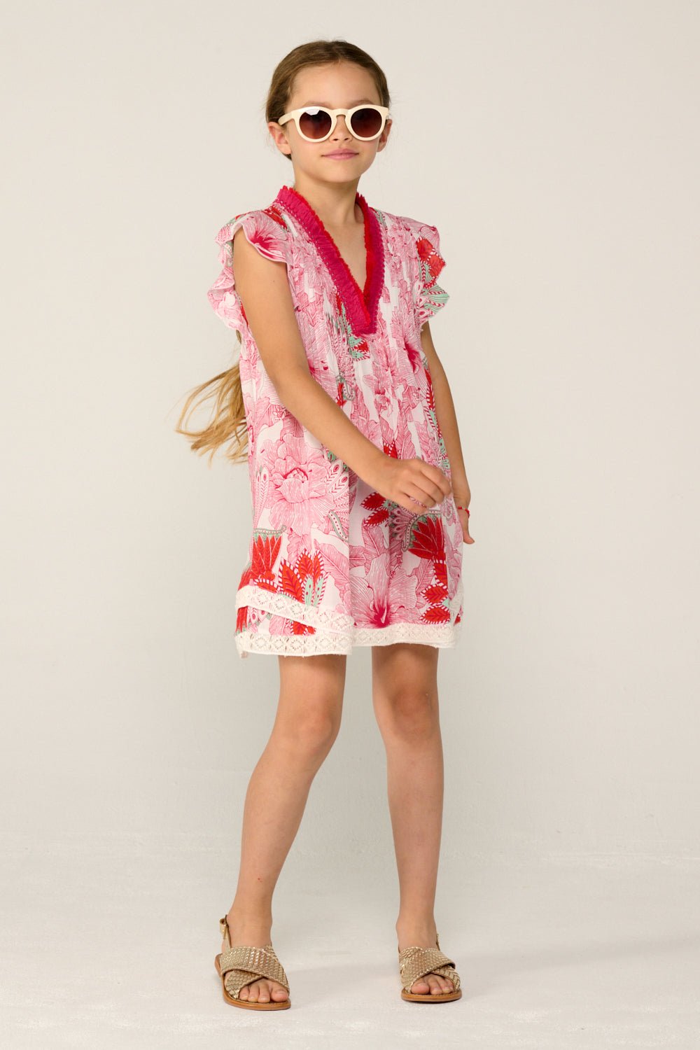 Mini Dress Sasha for girls - Pink Padang