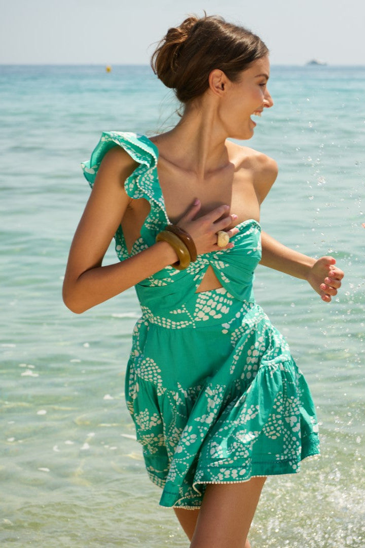 Poupette St Barth Niki Mini Dress | Green | Size L
