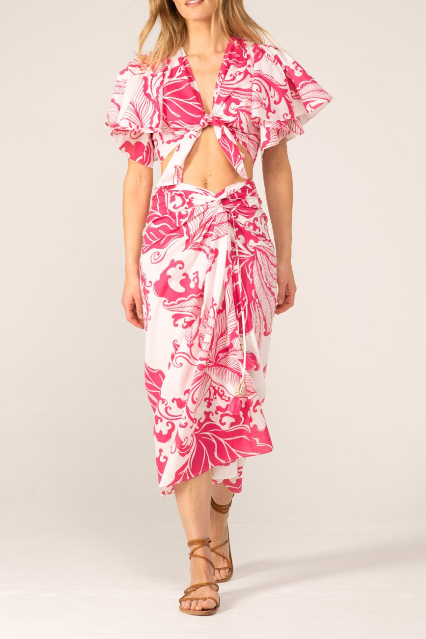 Long Skirt Uma - Pink Reef Wave | Poupette St Barth