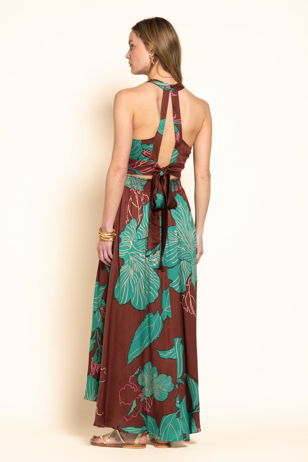 Robe Longue Clea - Brown Hibiscus