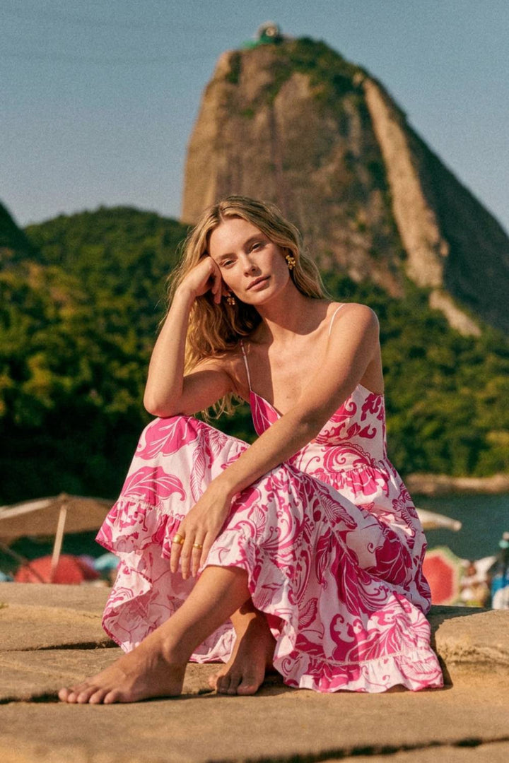 Long Dress Milena - Pink Reef Wave - Poupette St Barth