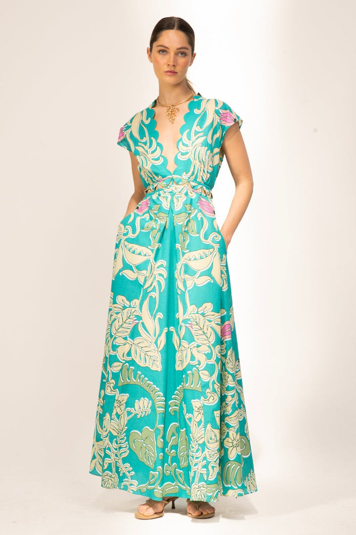 Robe Longue Noreen - Turquoise Ritual