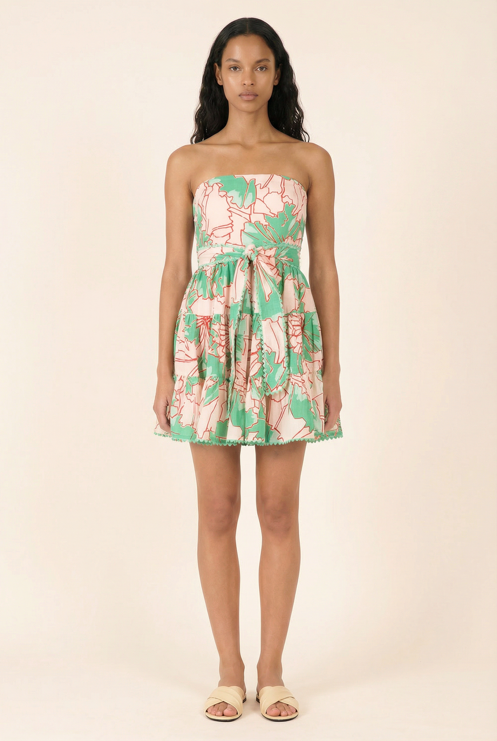 Bandeau Dress Christine - Green Petal - Poupette St Barth