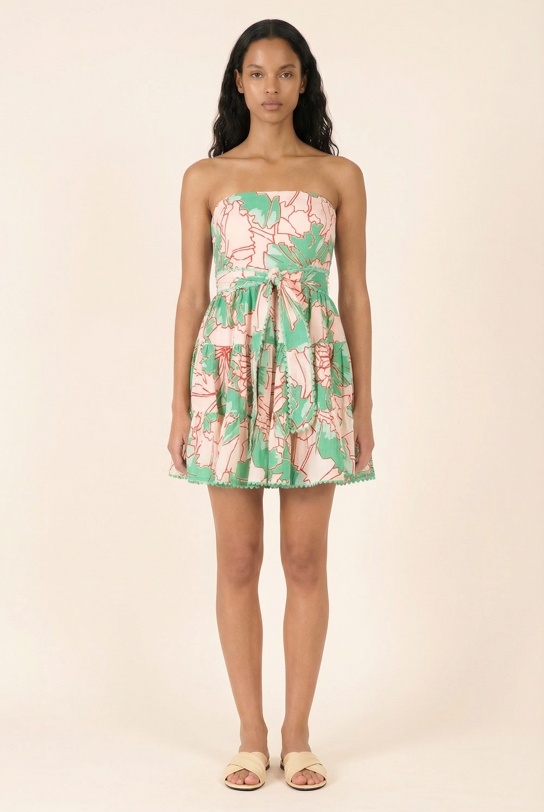 Bandeau Dress Christine - Green Petal - Poupette St Barth