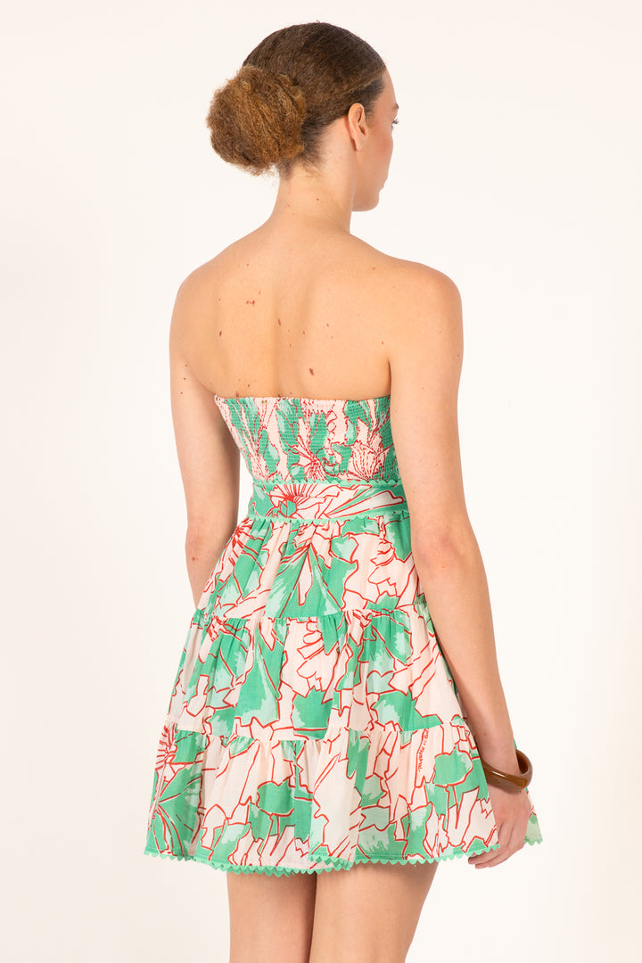 Bandeau Dress Christine - Green Petal - Poupette St Barth