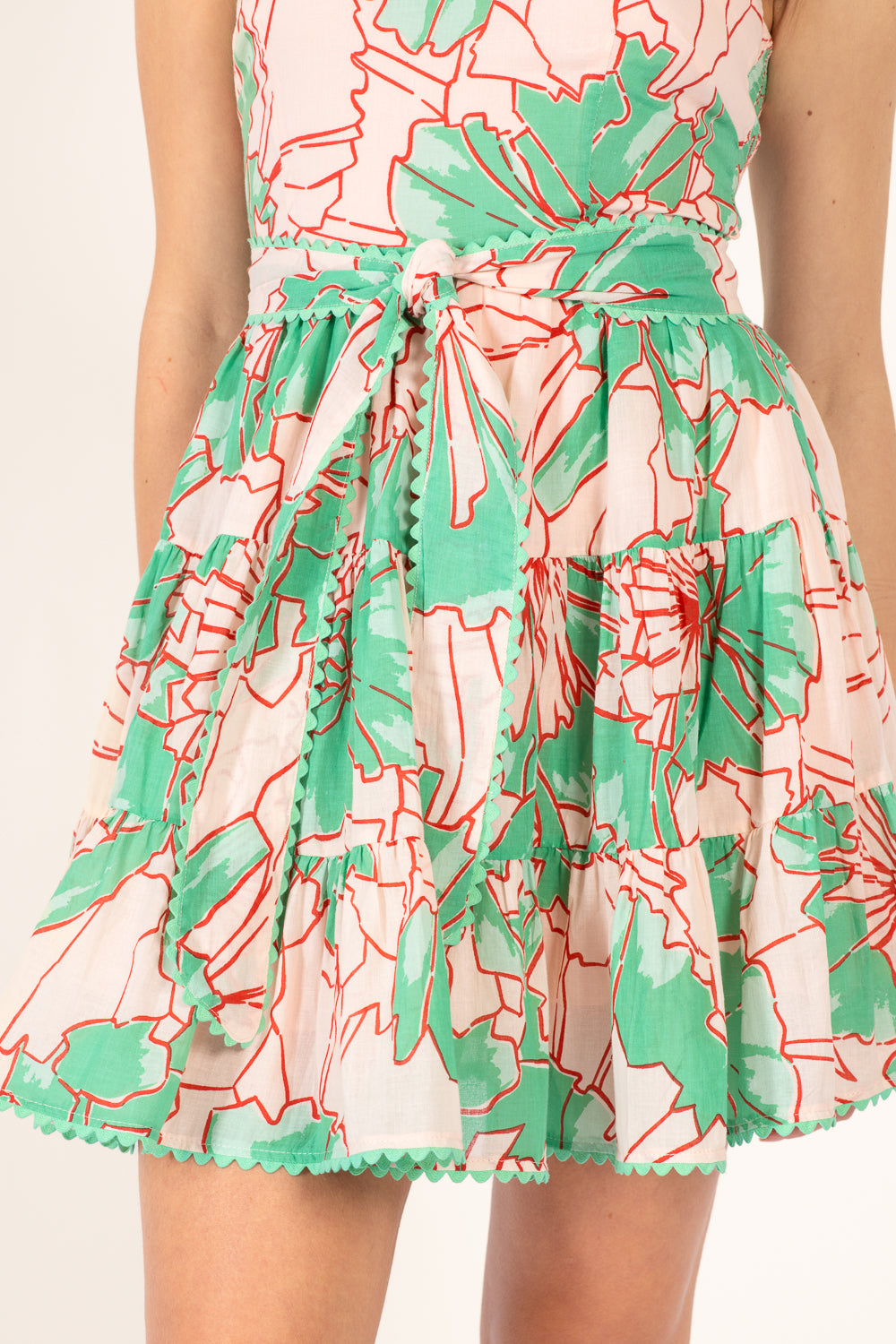 Bandeau Dress Christine - Green Petal - Poupette St Barth