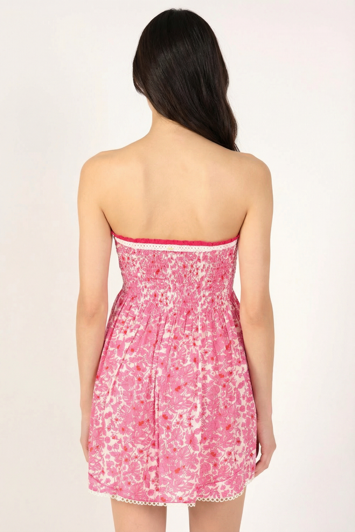 Bandeau Dress Claire - Pink Aquaflora - Poupette St Barth