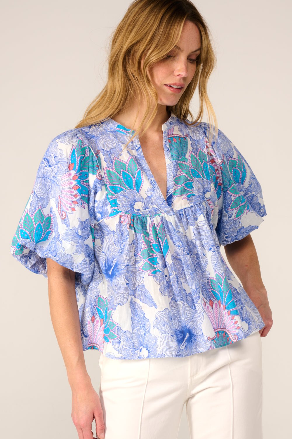 Blouse Flores - Blue Padang