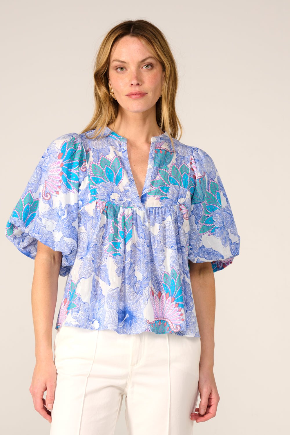 Blouse Flores - Blue Padang