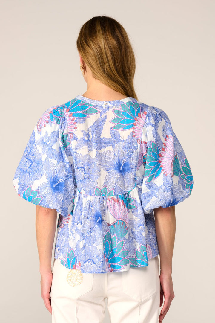 Blouse Flores - Blue Padang