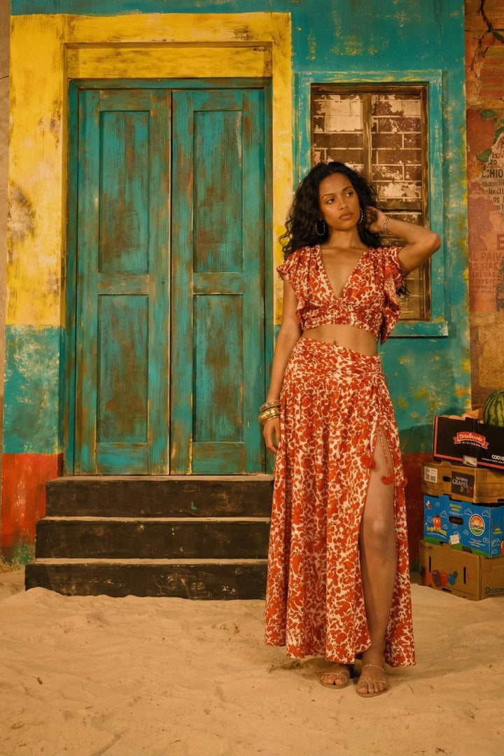 Long Skirt Carla - Paprika Aquaflora - Poupette St Barth