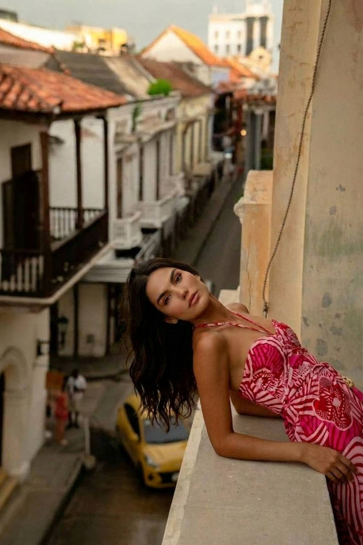 Long Dress Collina - Pink Japonism - Poupette St Barth