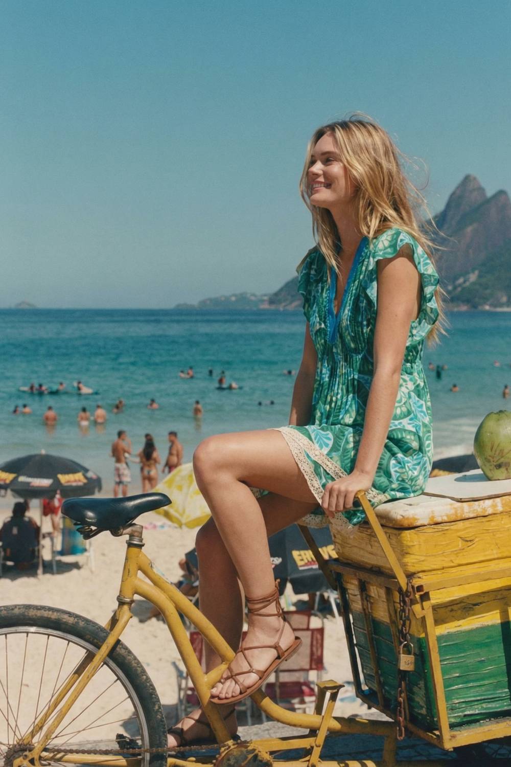 Mini Dress Sasha - Green Holy Snake - Poupette St Barth