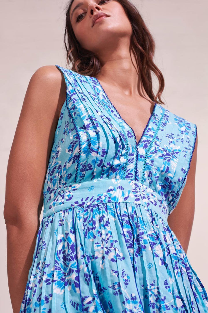 Robe Courte Agnès - Sky Pivoine