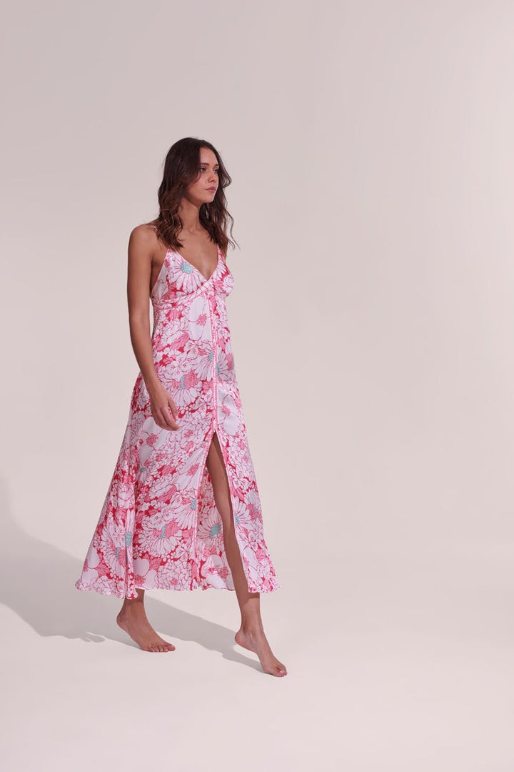 Robe Longue Denise - Pink Macro 70'S Garden