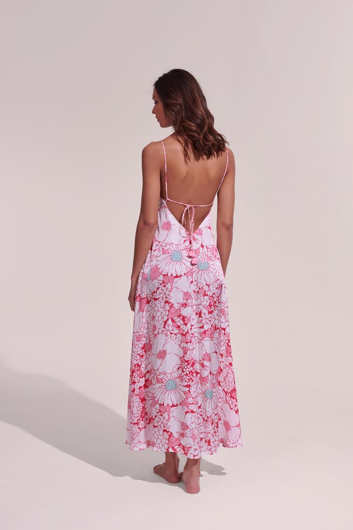 Robe Longue Denise - Pink Macro 70'S Garden
