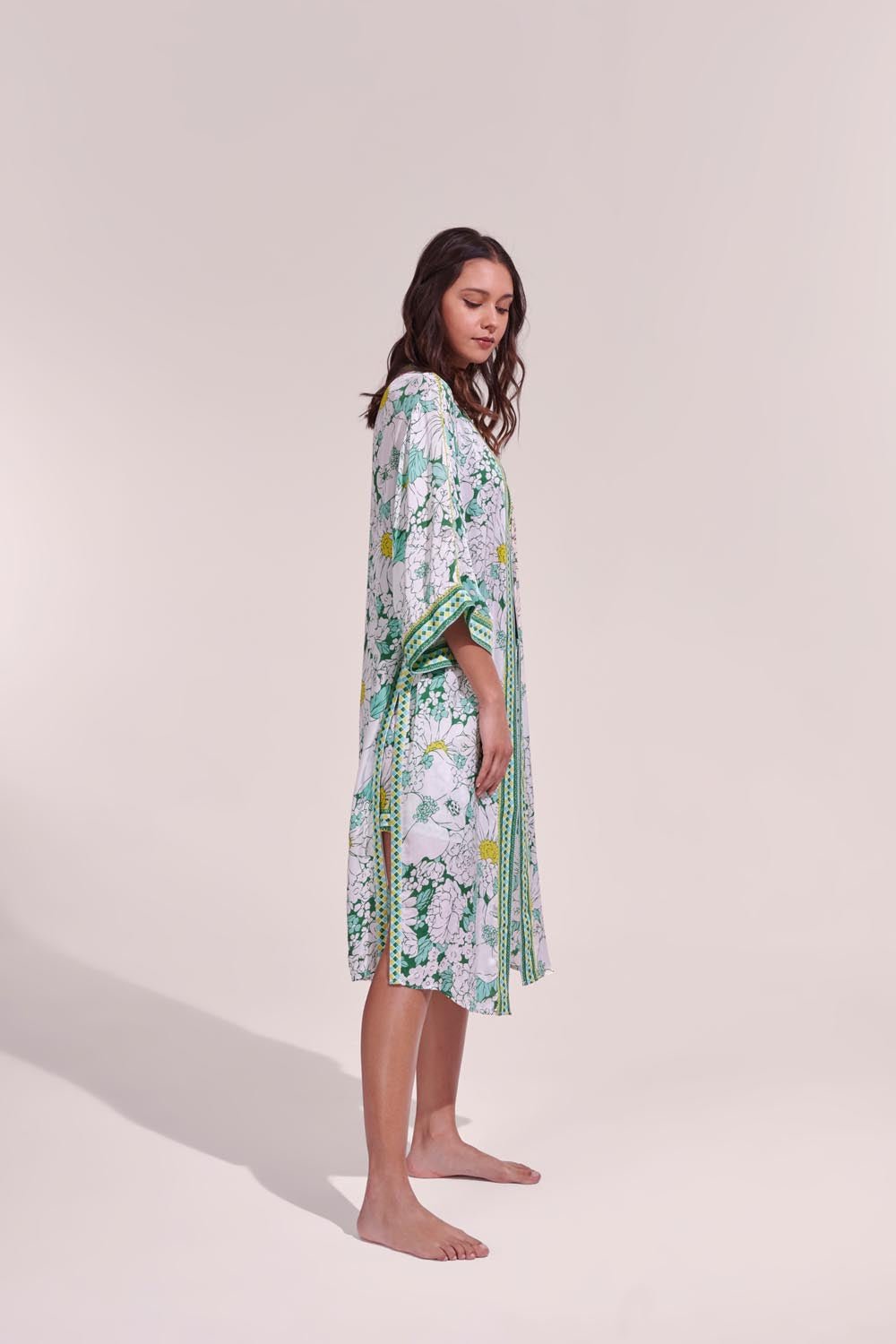 Kimono Long Erica - Green Macro 70'S Garden