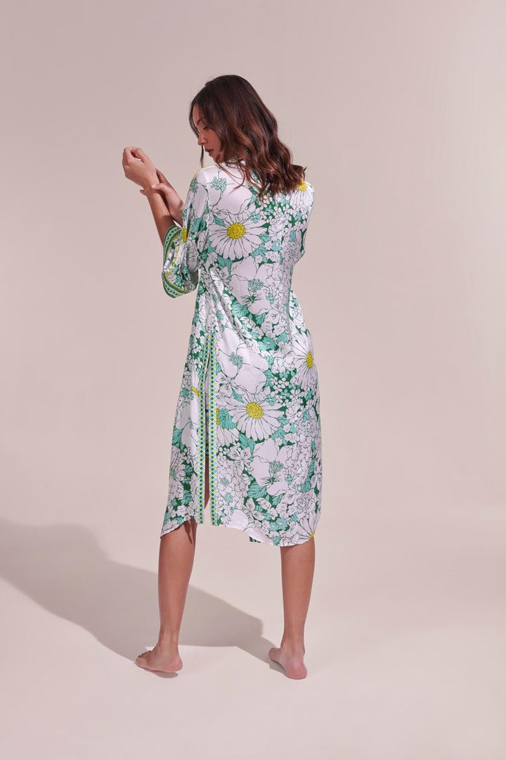 Kimono Long Erica - Green Macro 70'S Garden