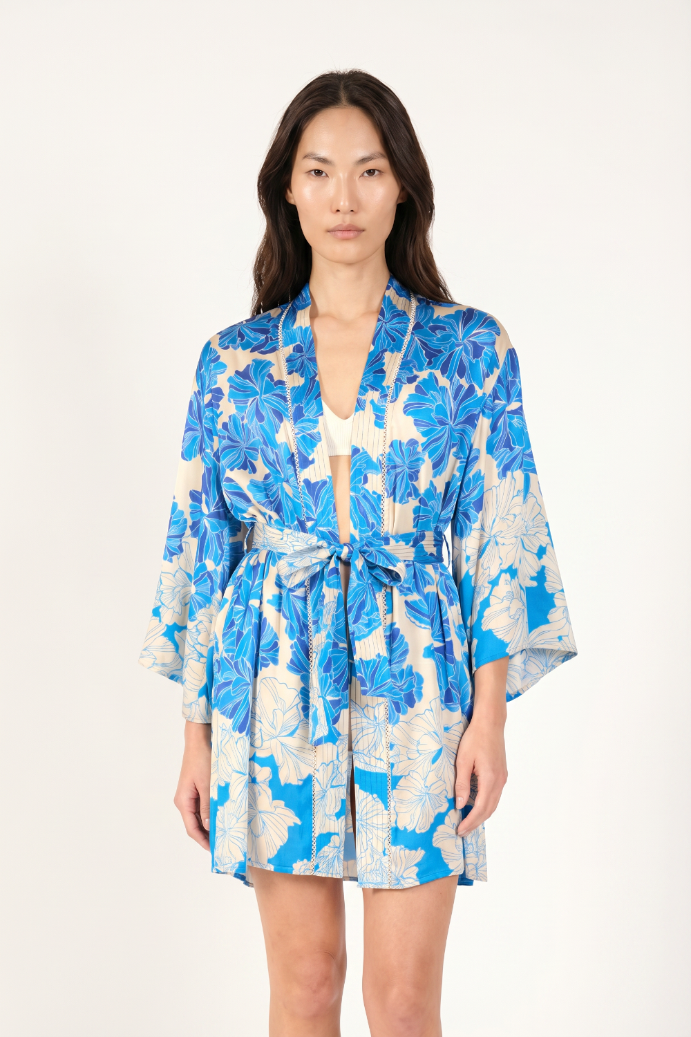 Kimono Luna - Blue Flower Bunch - Poupette St Barth