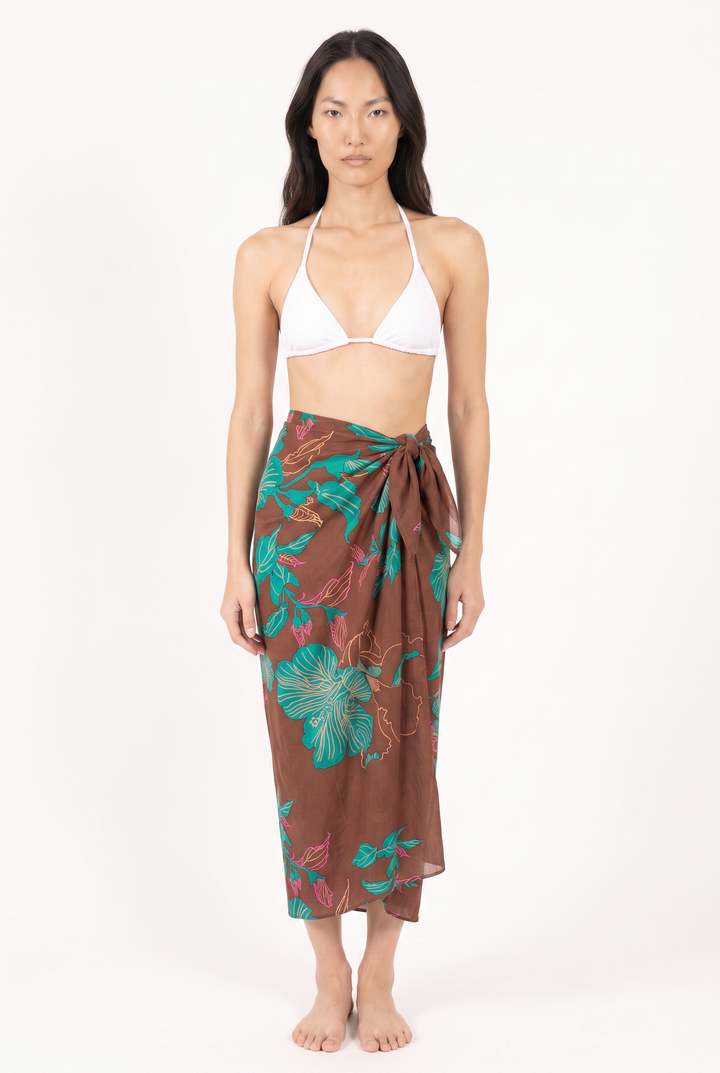 Sarong Bonnie - Brown Hibiscus