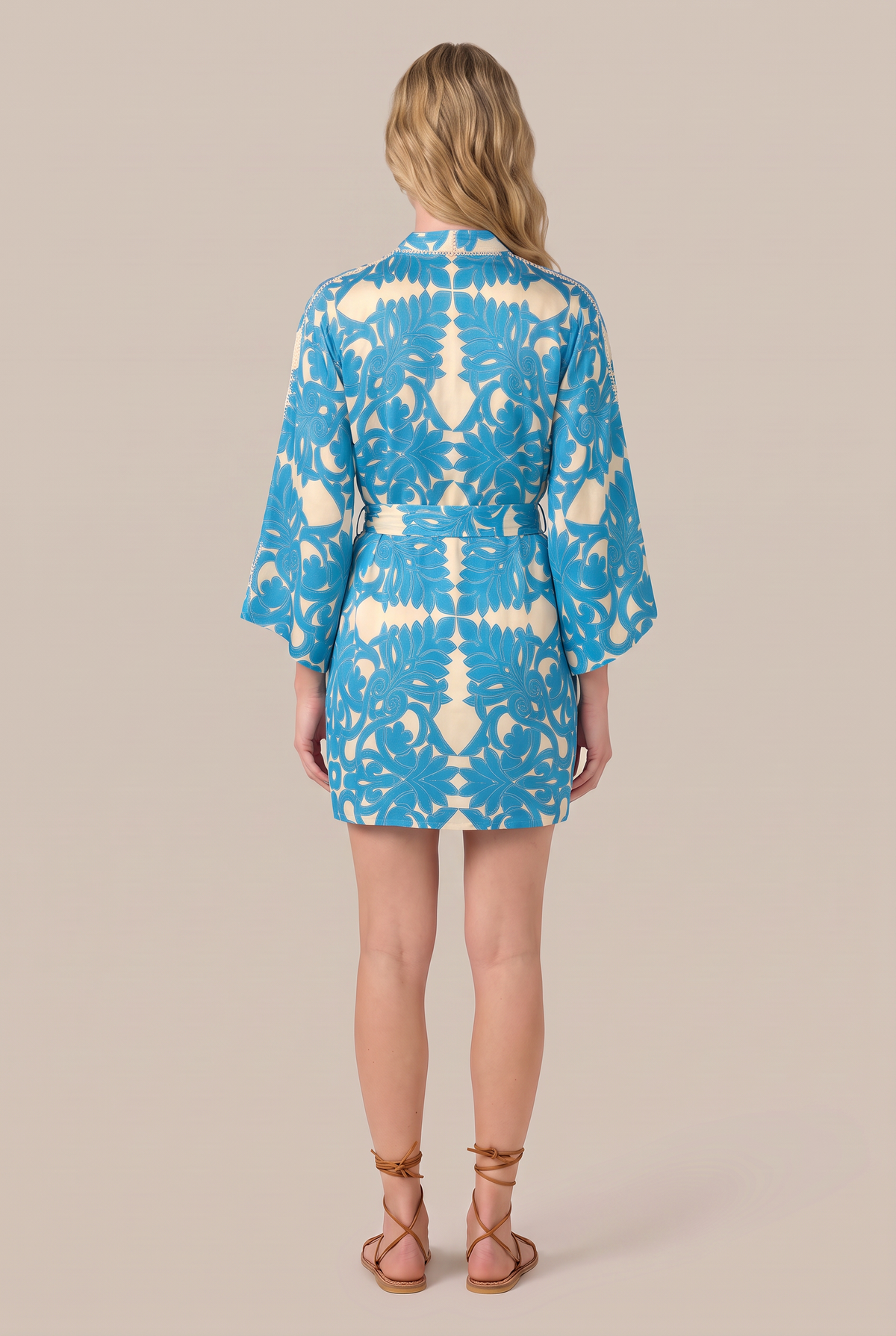 Blue Luna Kimono cover-up by Poupette St Barth featuring lightweight, flowy fabric and elegant design for beach or resort wear.