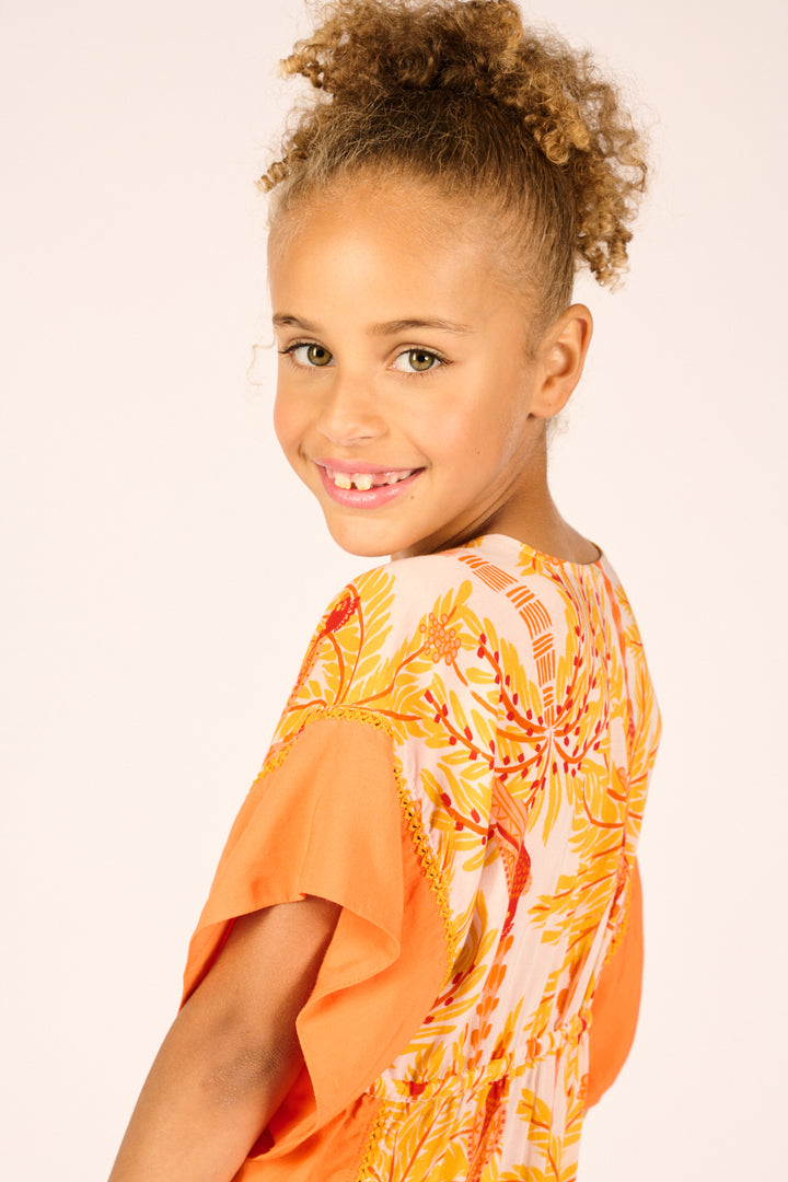 Kaftan Amaya for girls - Yellow Mini Palmrott
