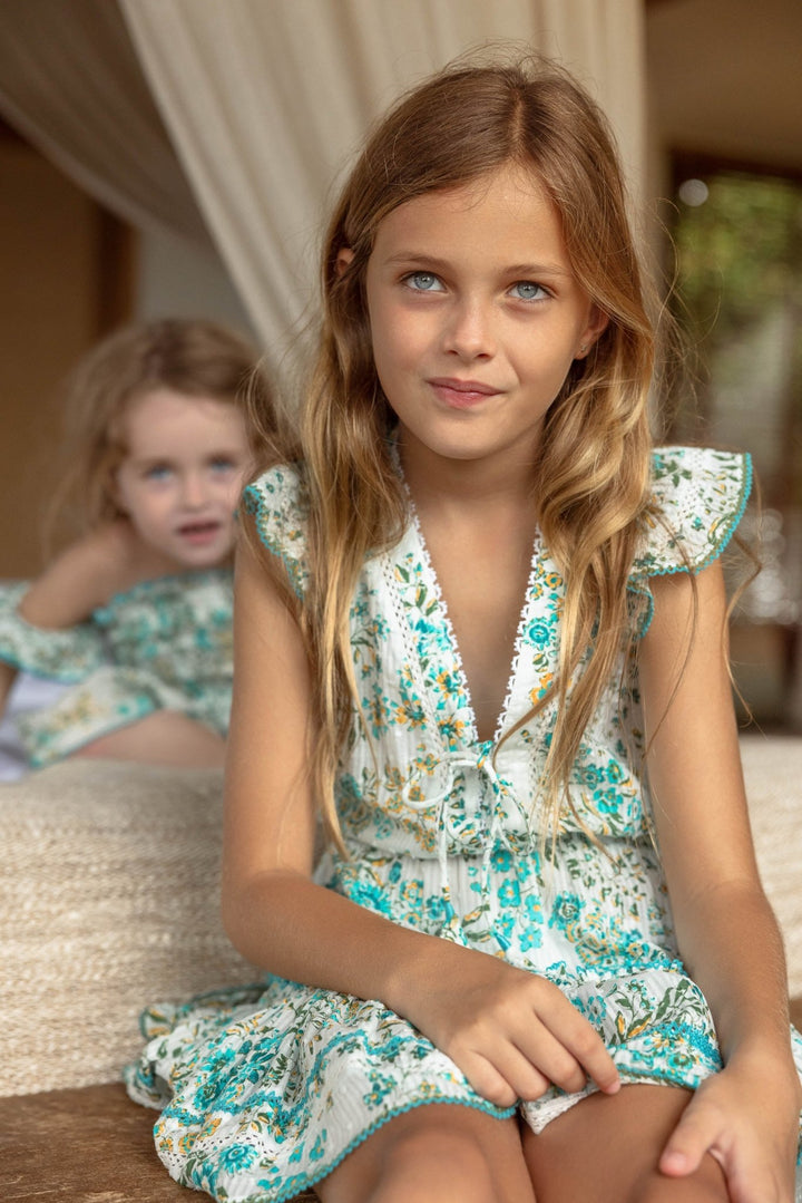 Kids Mini Dress Anais - Aqua Queen Liberty