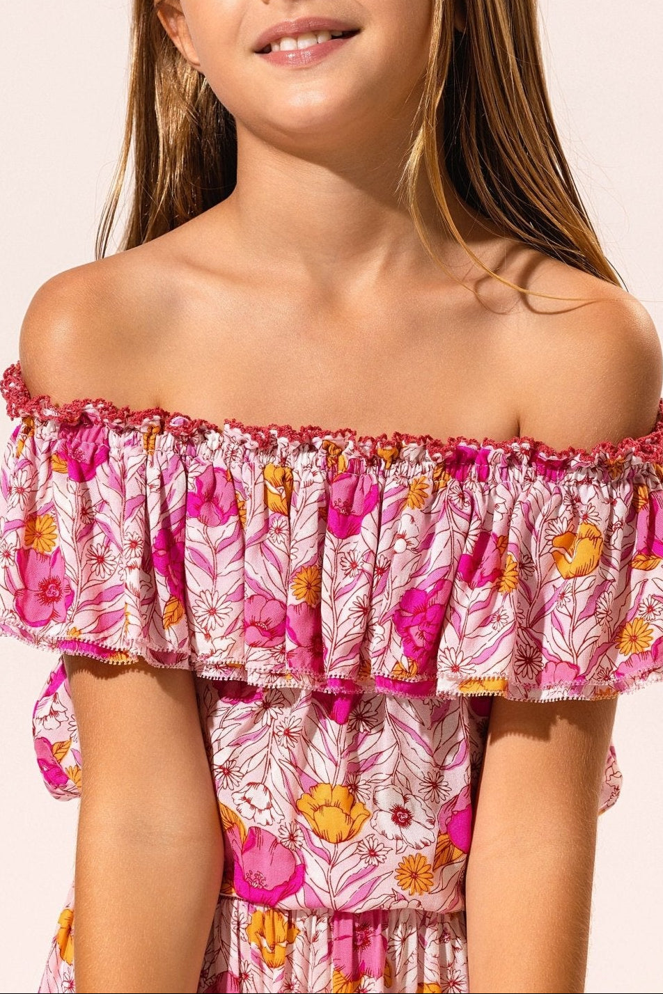 Kids Mini Dress Bella - Pink Petunia - Poupette St Barth
