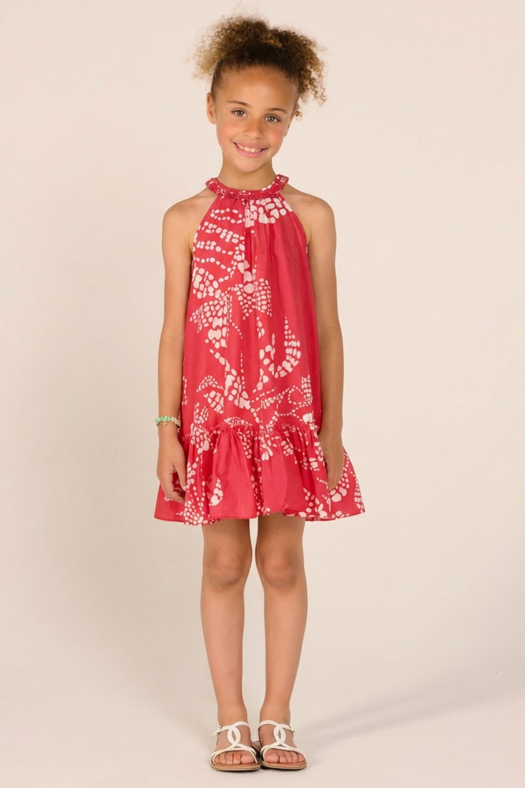 Mini Dress Cleo for girls - Pink Austral - Poupette St Barth