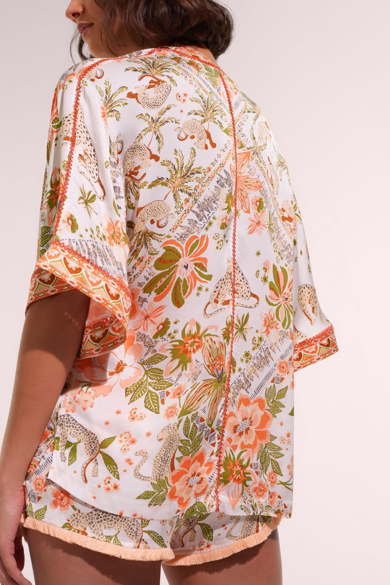 Kimono Bel - Pink Leo Foulard | Spring Collection | Poupette St Barth