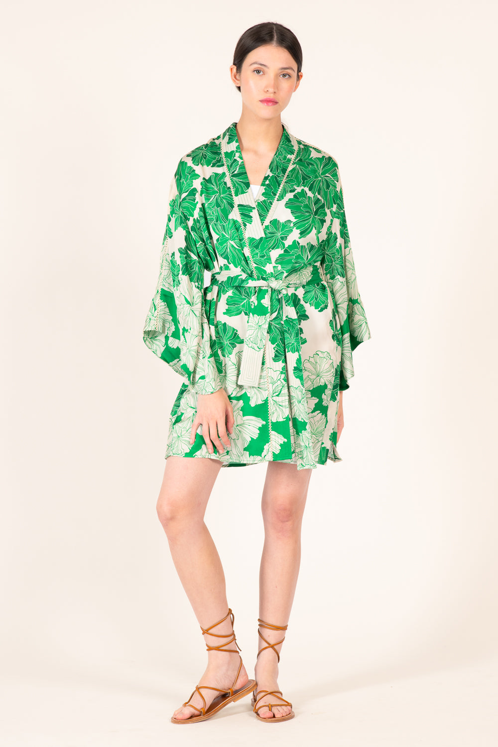 green floral kimono dress Green Kimono Dress
