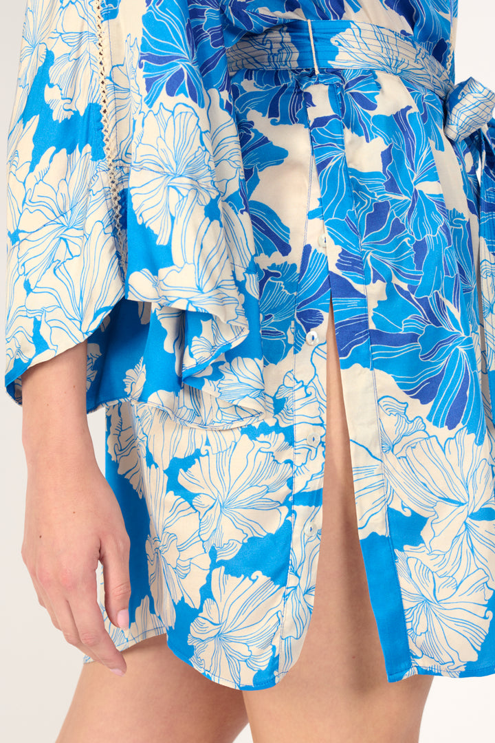 Kimono Luna - Blue Flower Bunch - Poupette St Barth