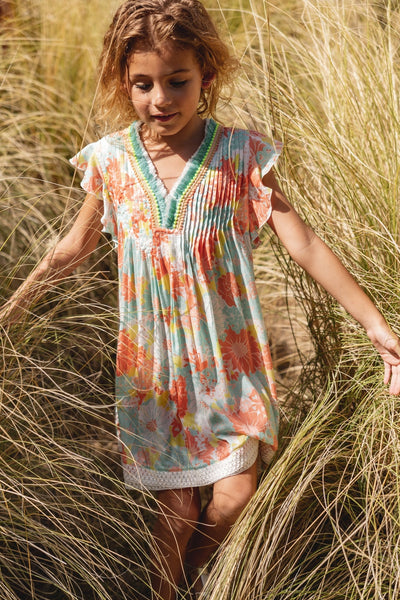 knee length dresses for ladies Orange Flower Euroflax™ Premium Linen Mini Dress main image 0