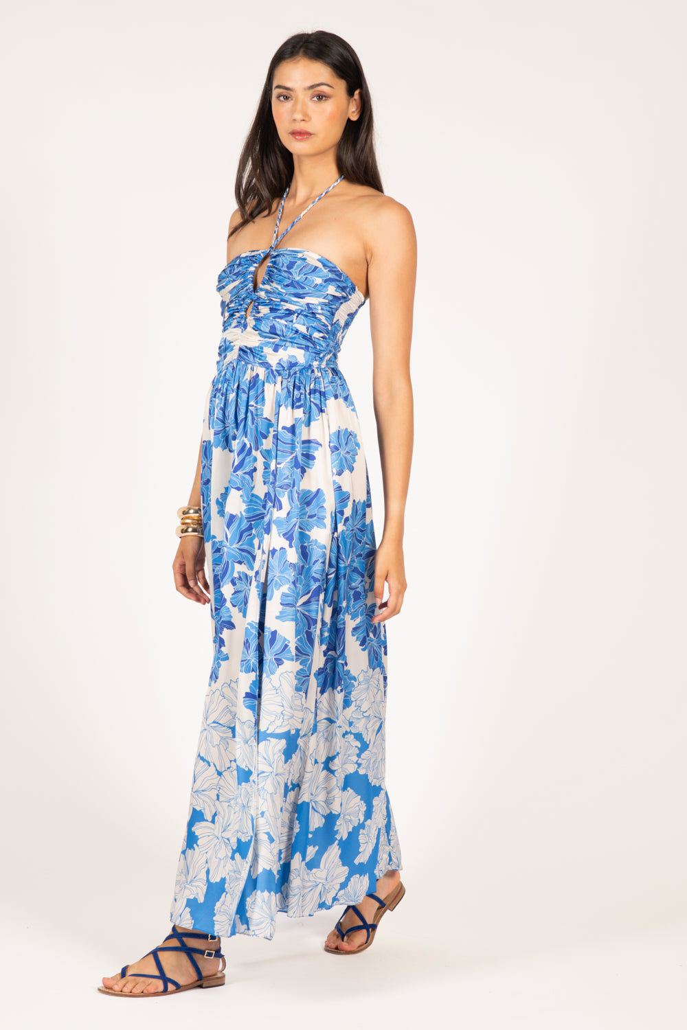 Long Dress Avril - Blue Flower Bunch
