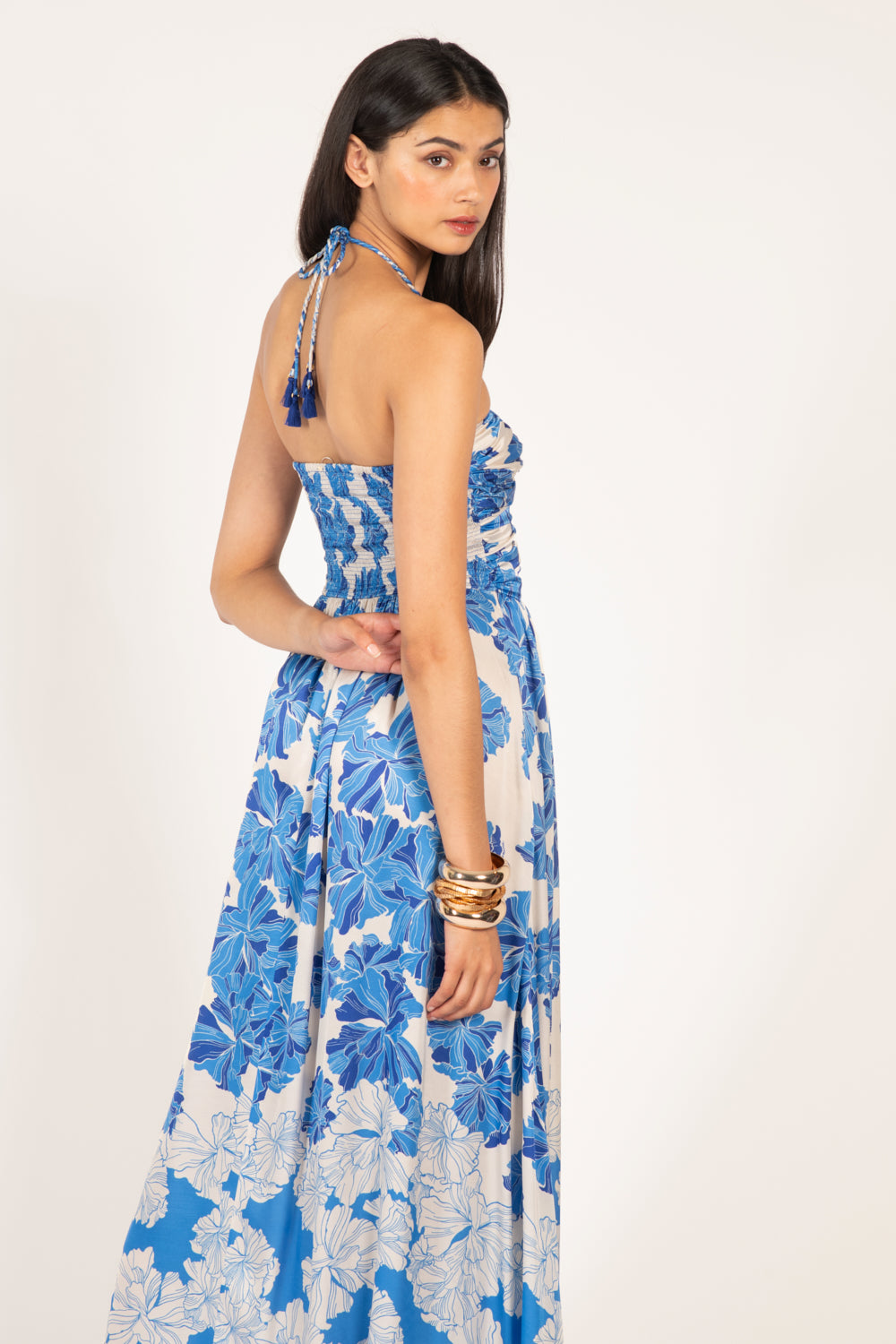 Long Dress Avril - Blue Flower Bunch