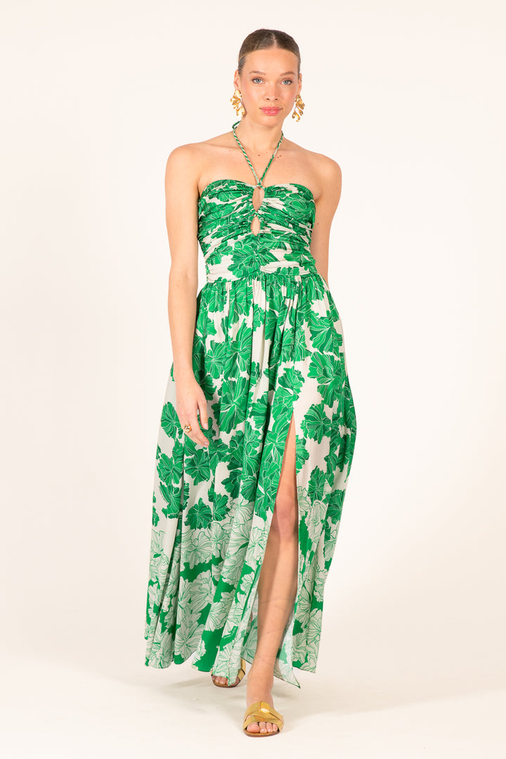 Long Dress Avril - Green Flower Bunch