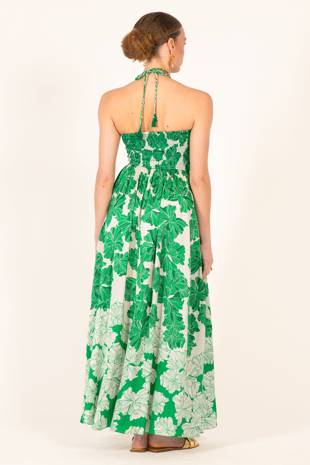Long Dress Avril - Green Flower Bunch