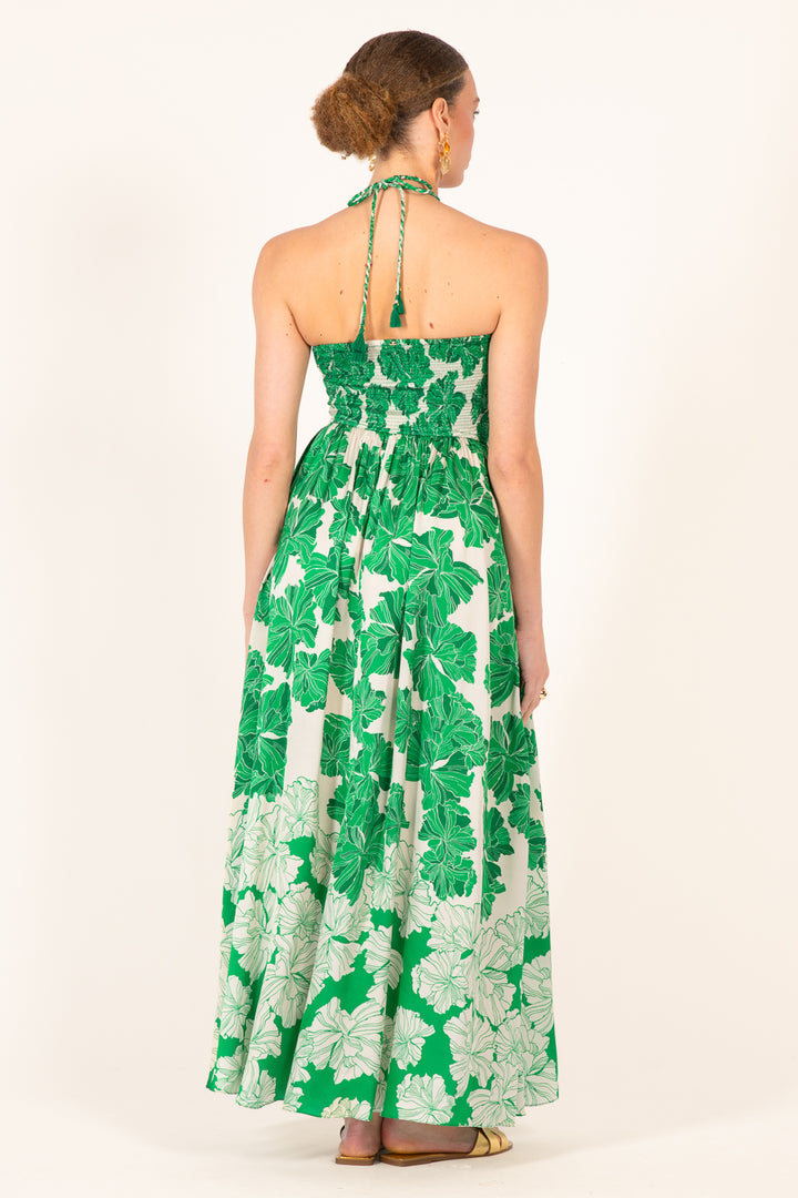 Long Dress Avril - Green Flower Bunch