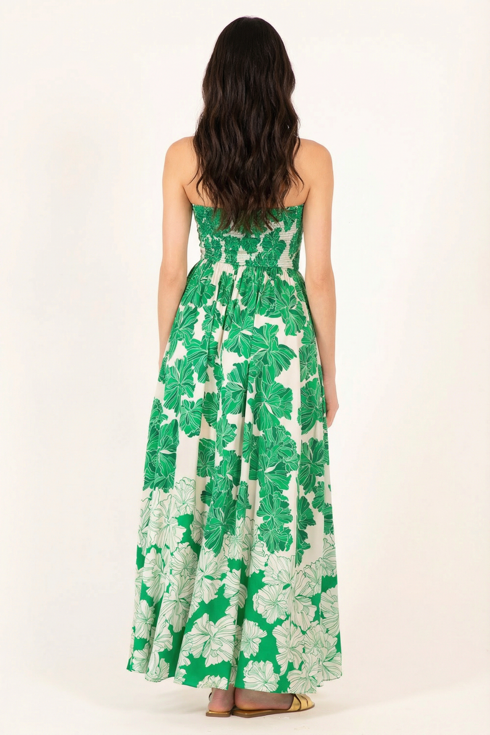 Long Dress Avril - Green Flower Bunch - Poupette St Barth