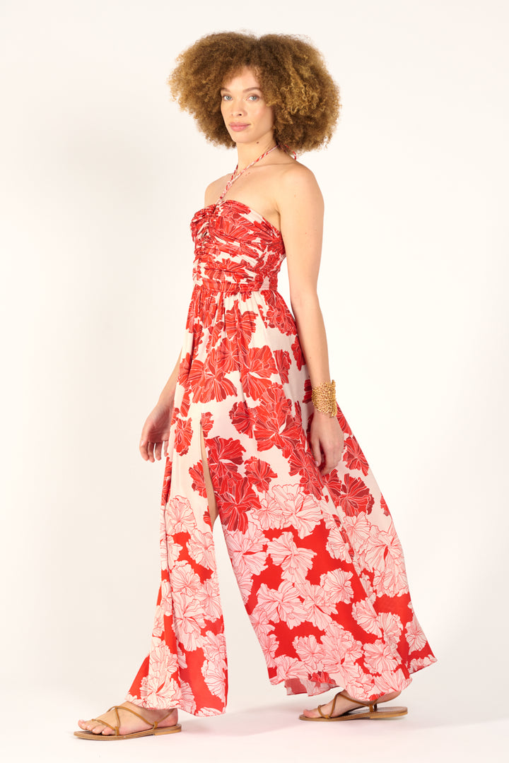 Long Dress Avril - Red Flower Bunch