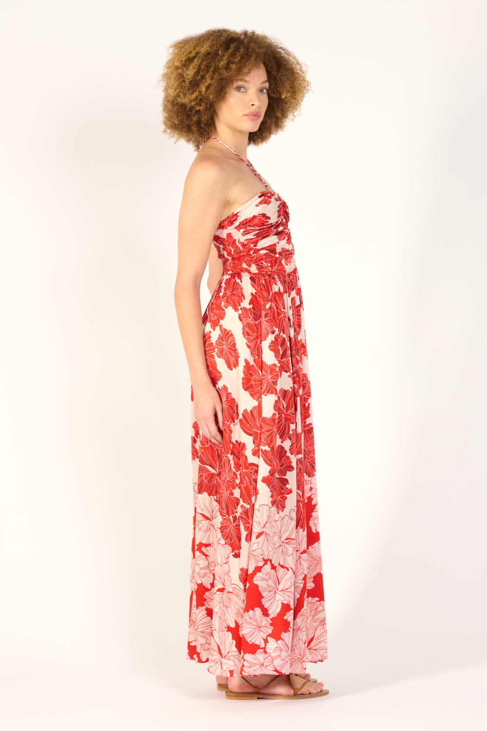 Long Dress Avril - Red Flower Bunch