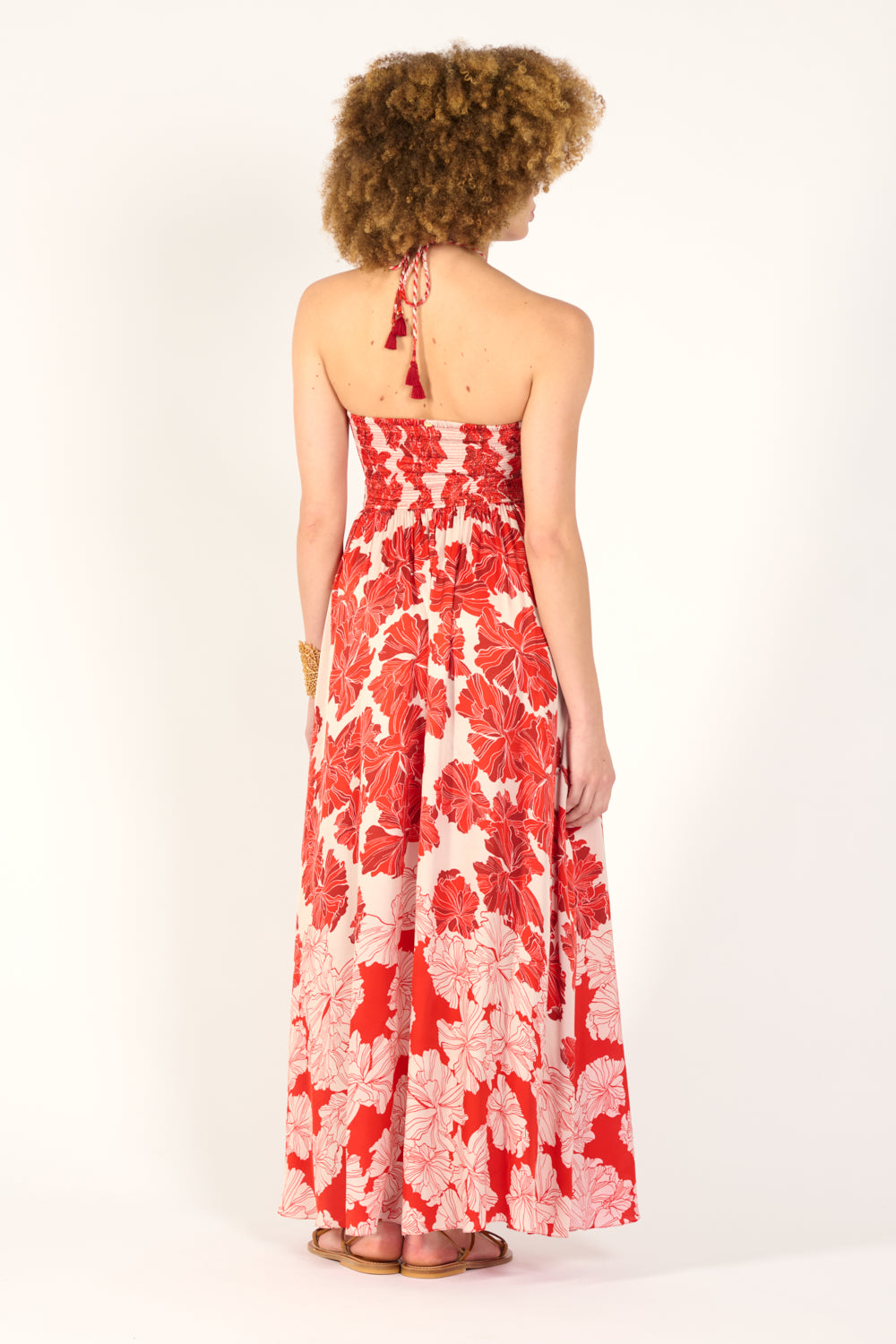 Long Dress Avril - Red Flower Bunch