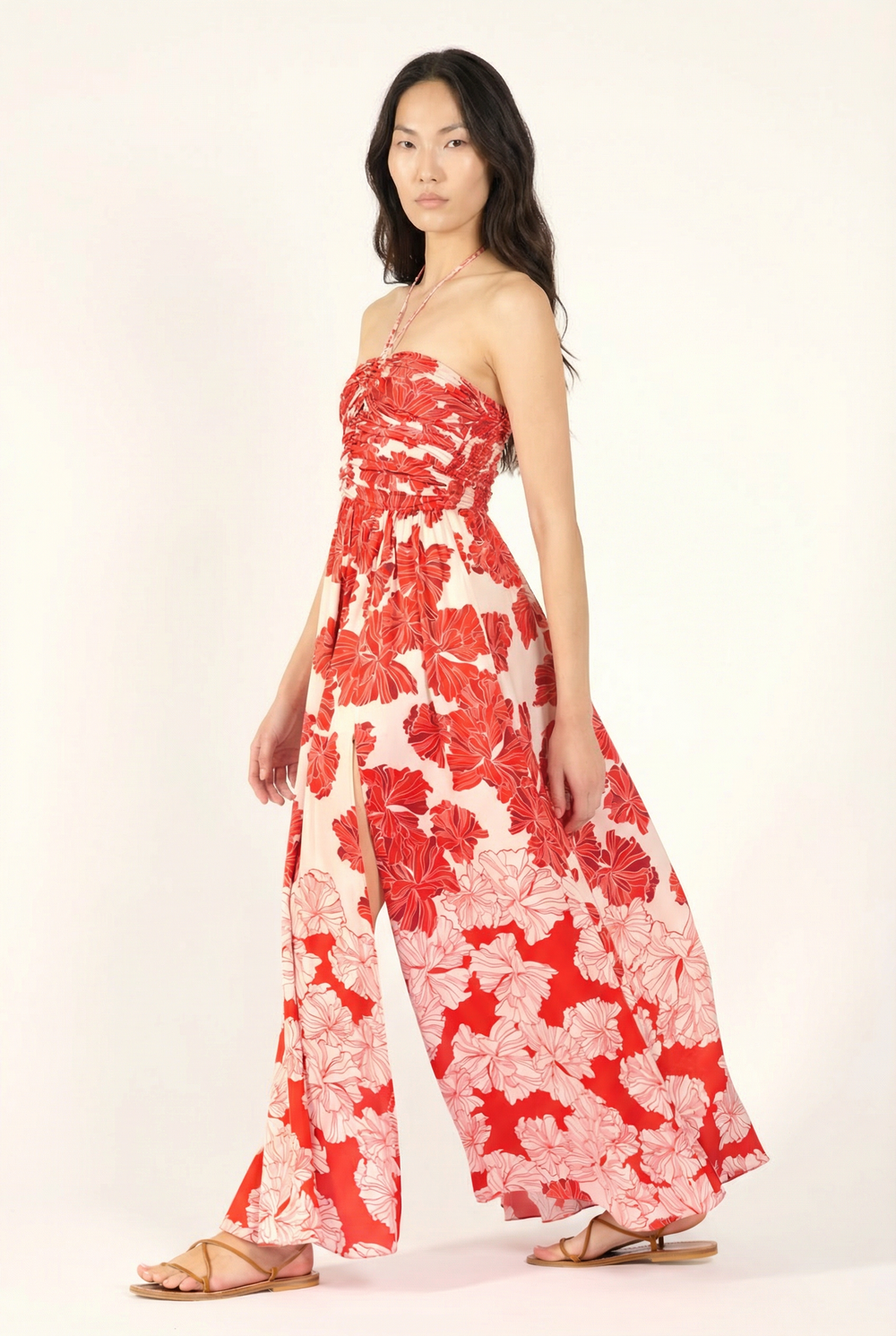 Long Dress Avril - Red Flower Bunch - Poupette St Barth